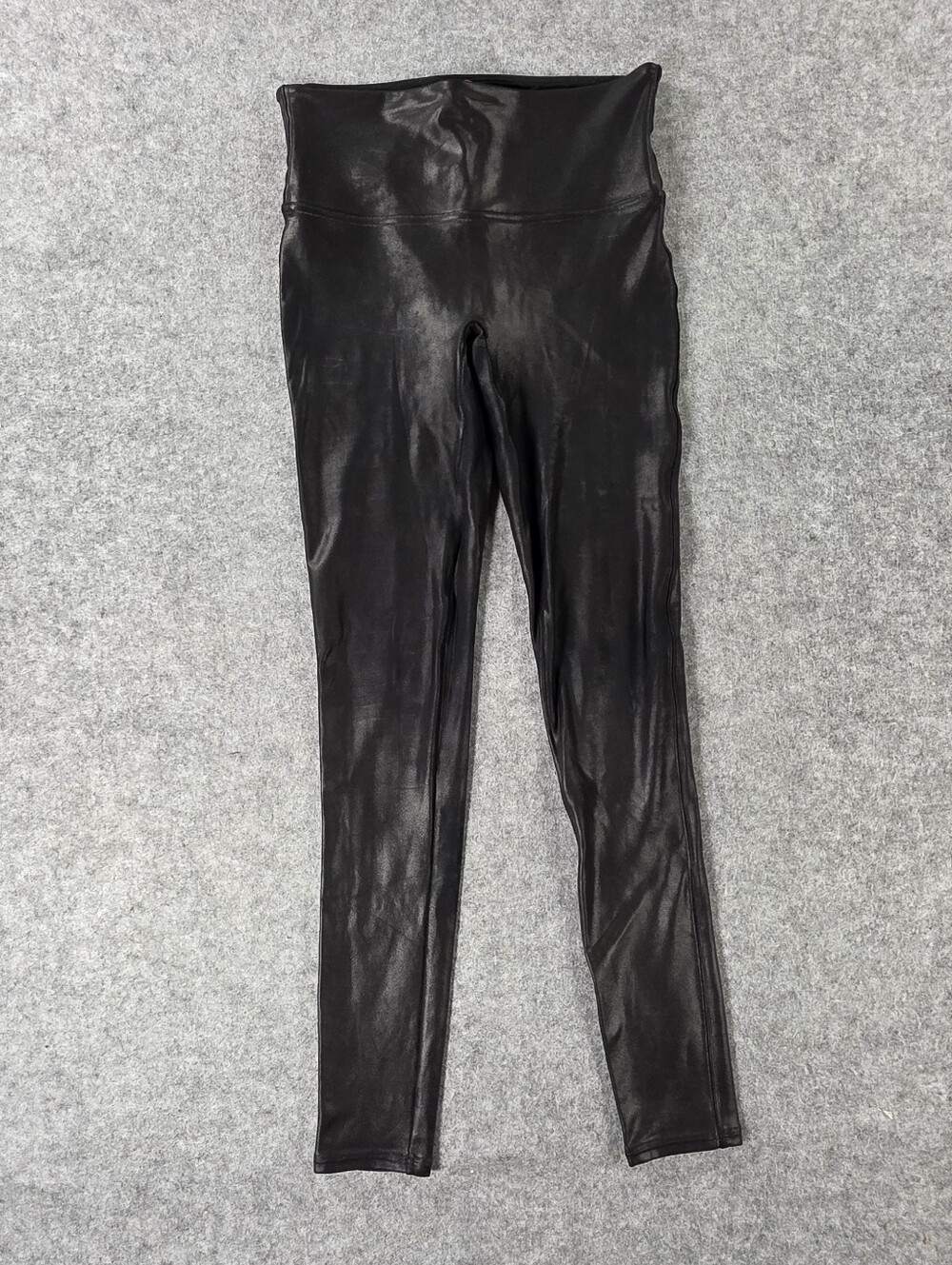 SPANX Black High-Waist Faux Leather Jeggings Sz Med Glossy High Waist Shape